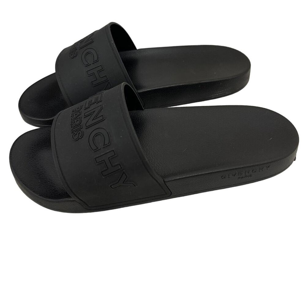 Givenchy Paris Black Logo Slides Size Women's 8.5